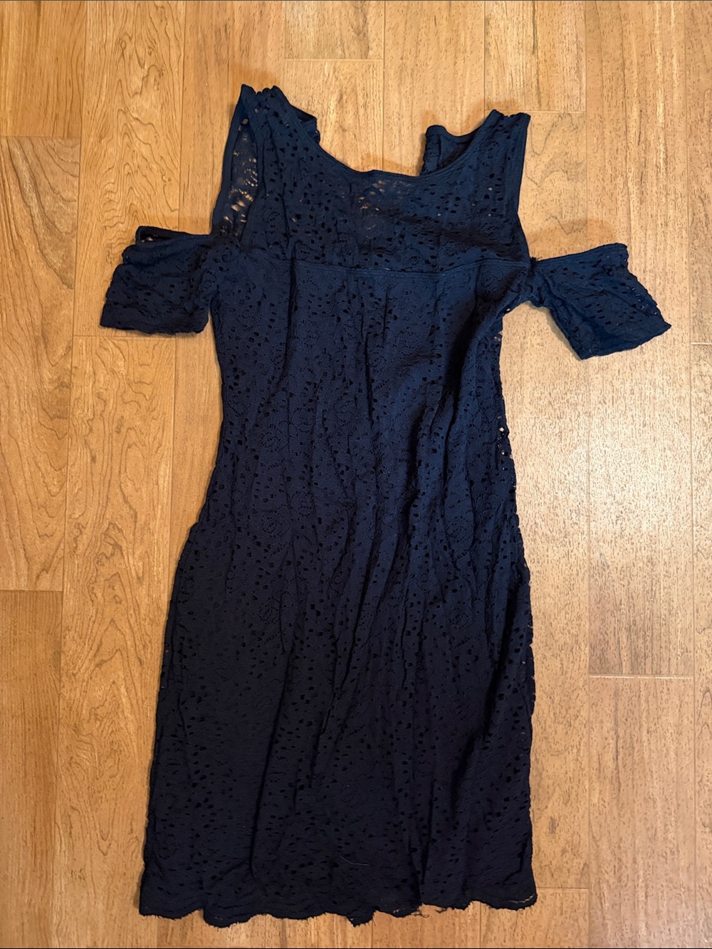 Hollister Navy One-Shoulder Eyelet Dress